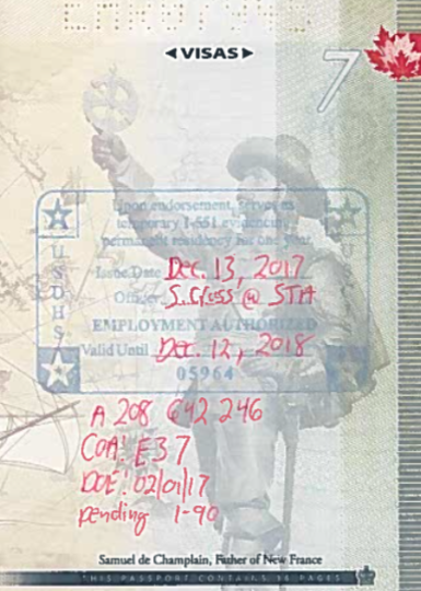 551 stamp in passport