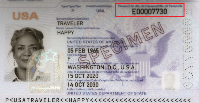 a number on passport