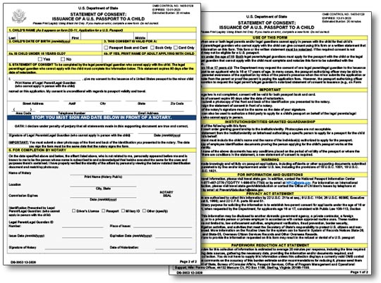 absent parent form passport