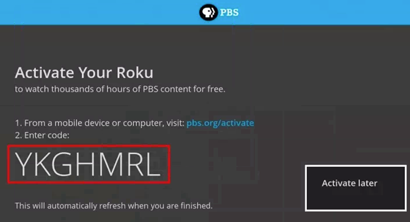 activate pbs passport on roku