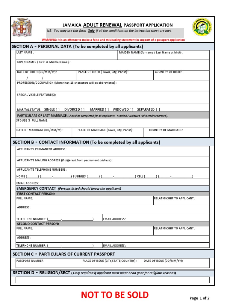 adult passport renewal application