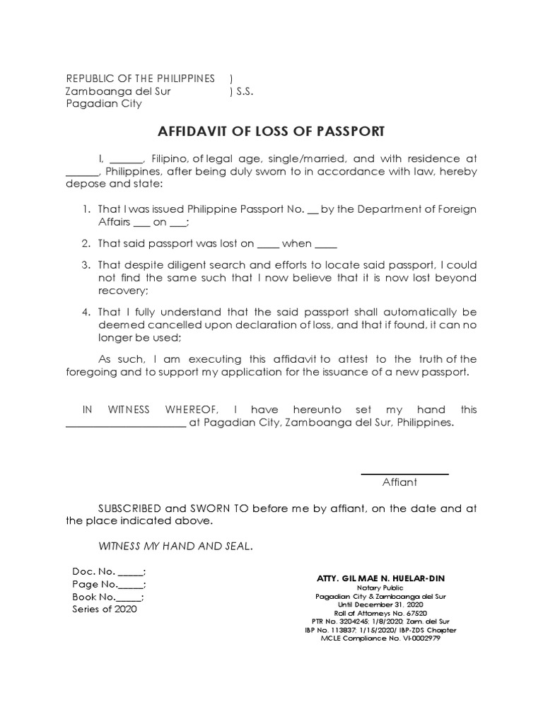 affidavit for passport