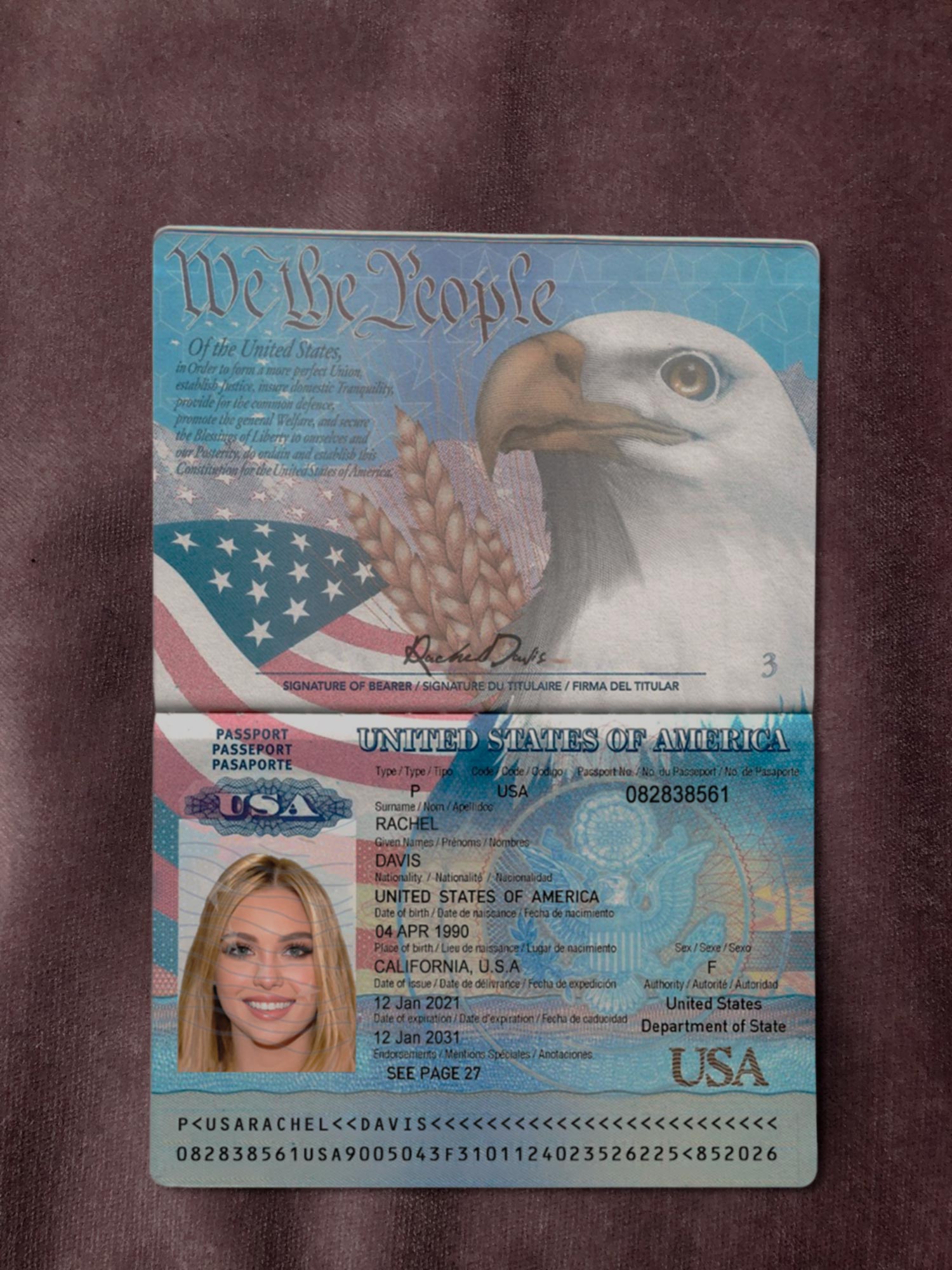 american passport sample