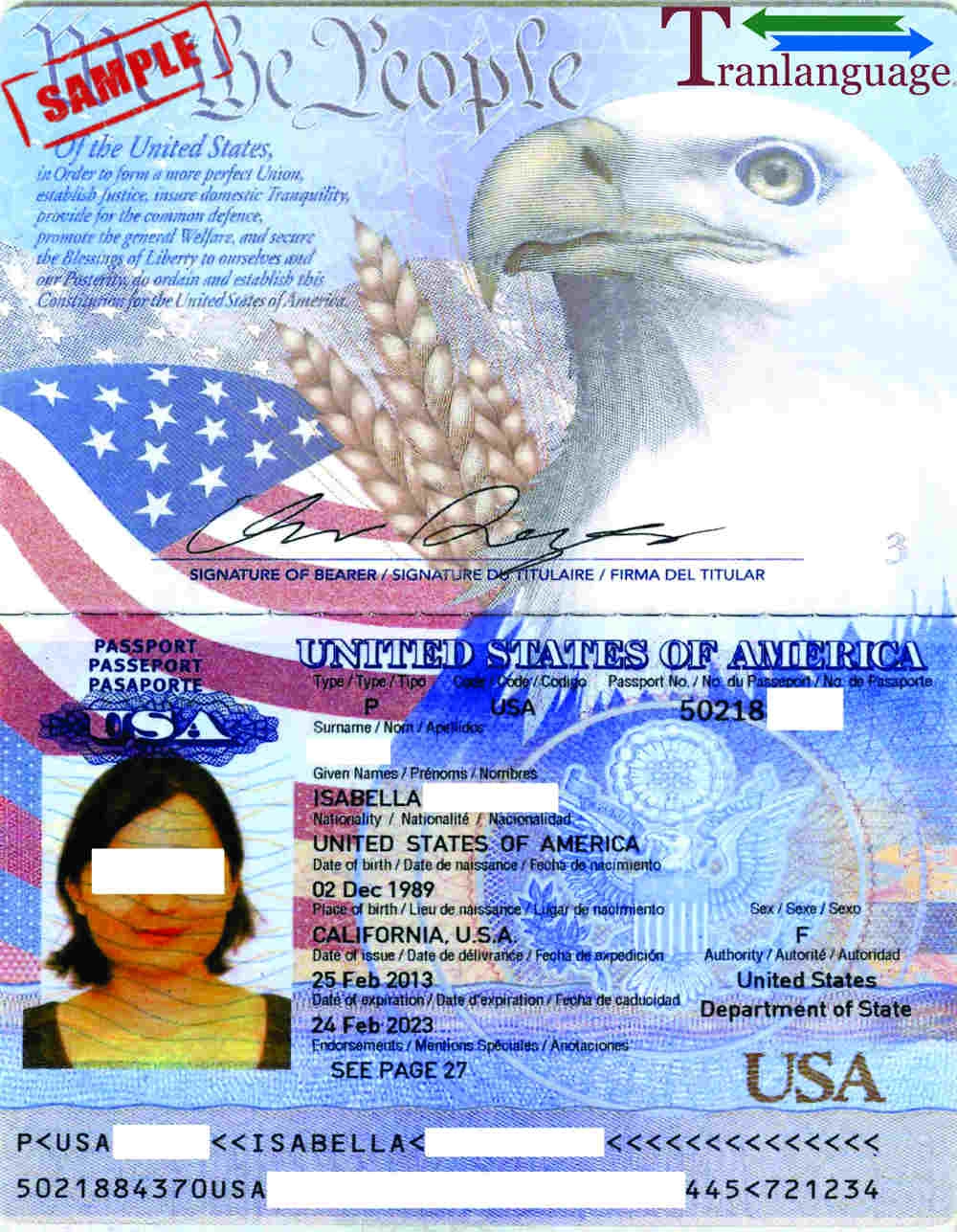 american passport sample