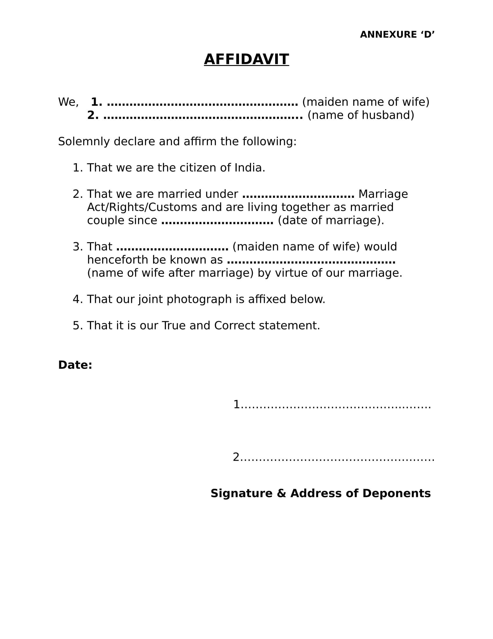 annexure d for passport