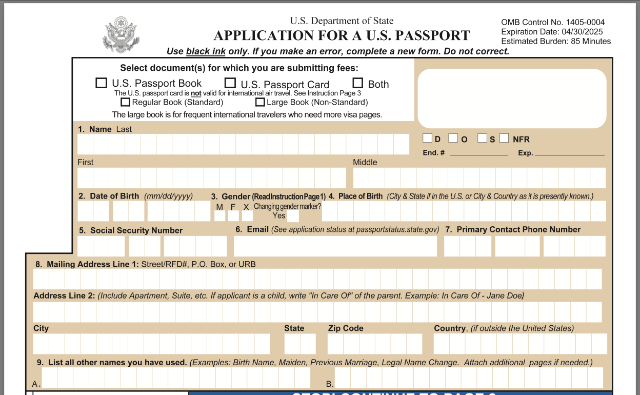 application for a passport