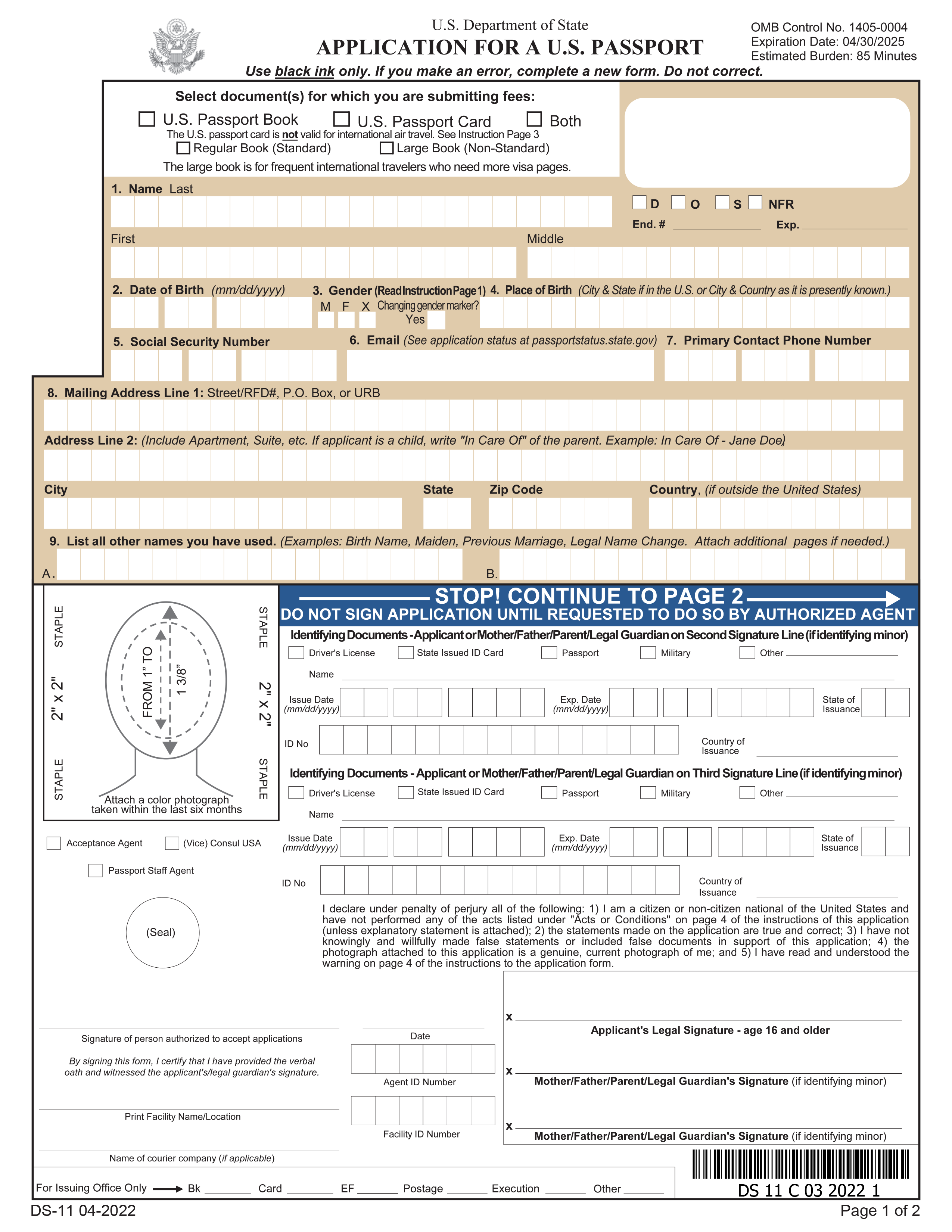 application for a us passport ds-11