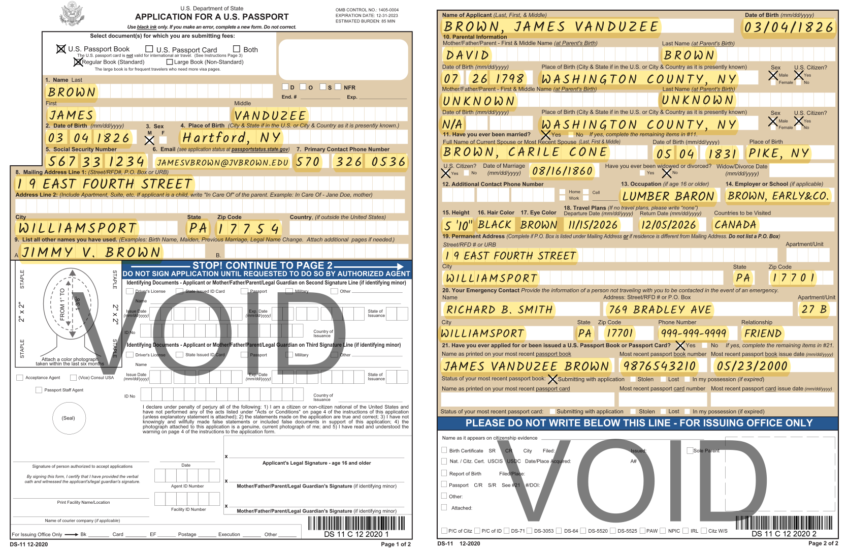 application for a us passport example