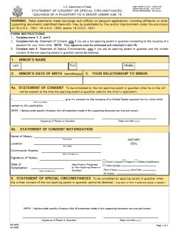 application for us passport minor