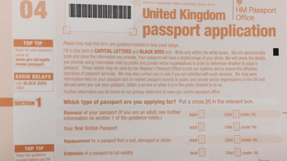 application form for a british passport