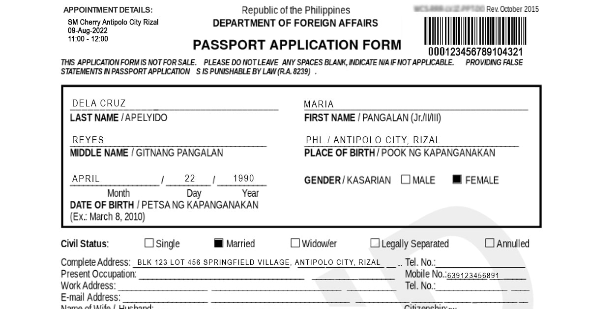 application form for passport