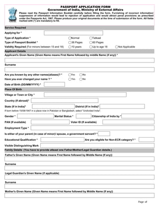 application form passport