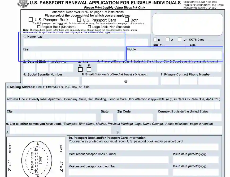 application renewal us passport form