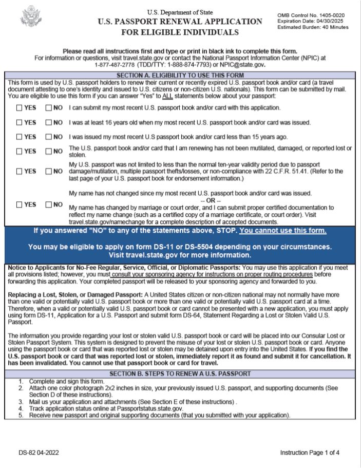 application to renew passport