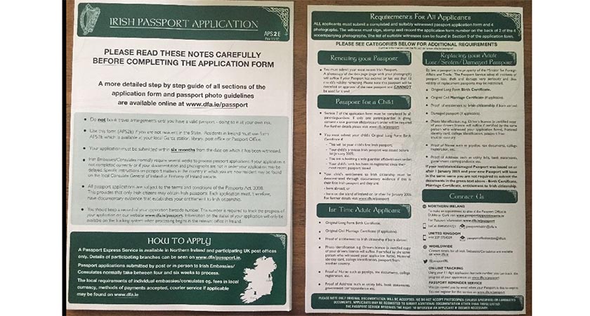 applications for irish passports