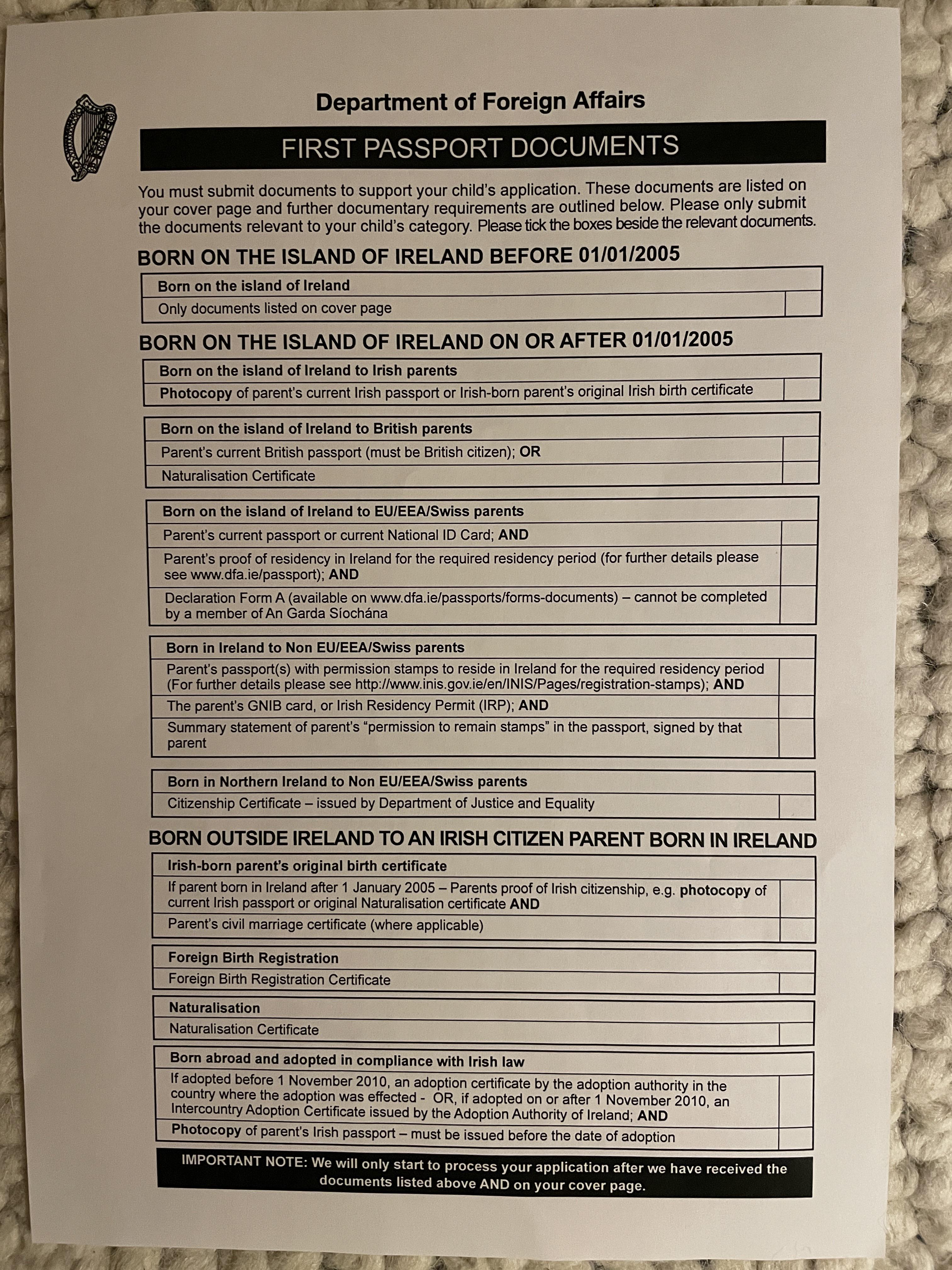 applications for irish passports