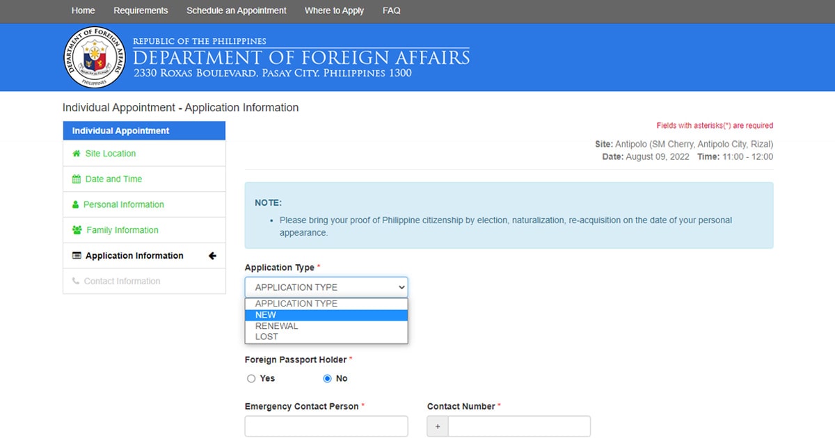 appointment philippine passport