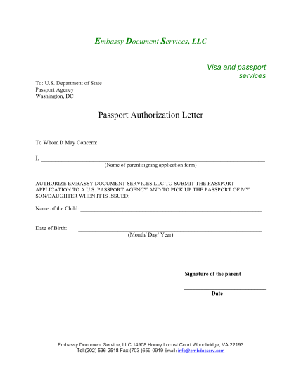 authorisation letter to collect passport