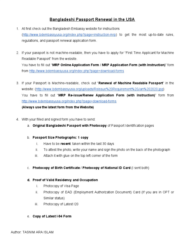 bangladesh passport renewal from usa