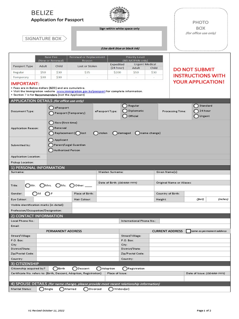 belize passport renewal