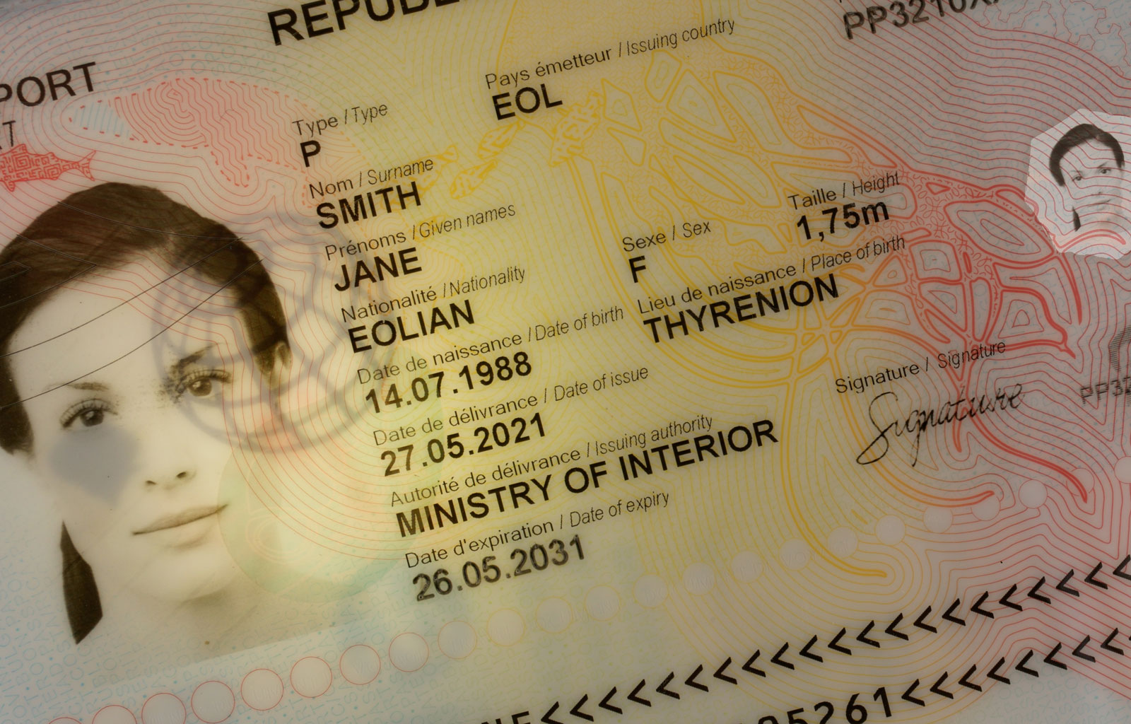 biographic passport page