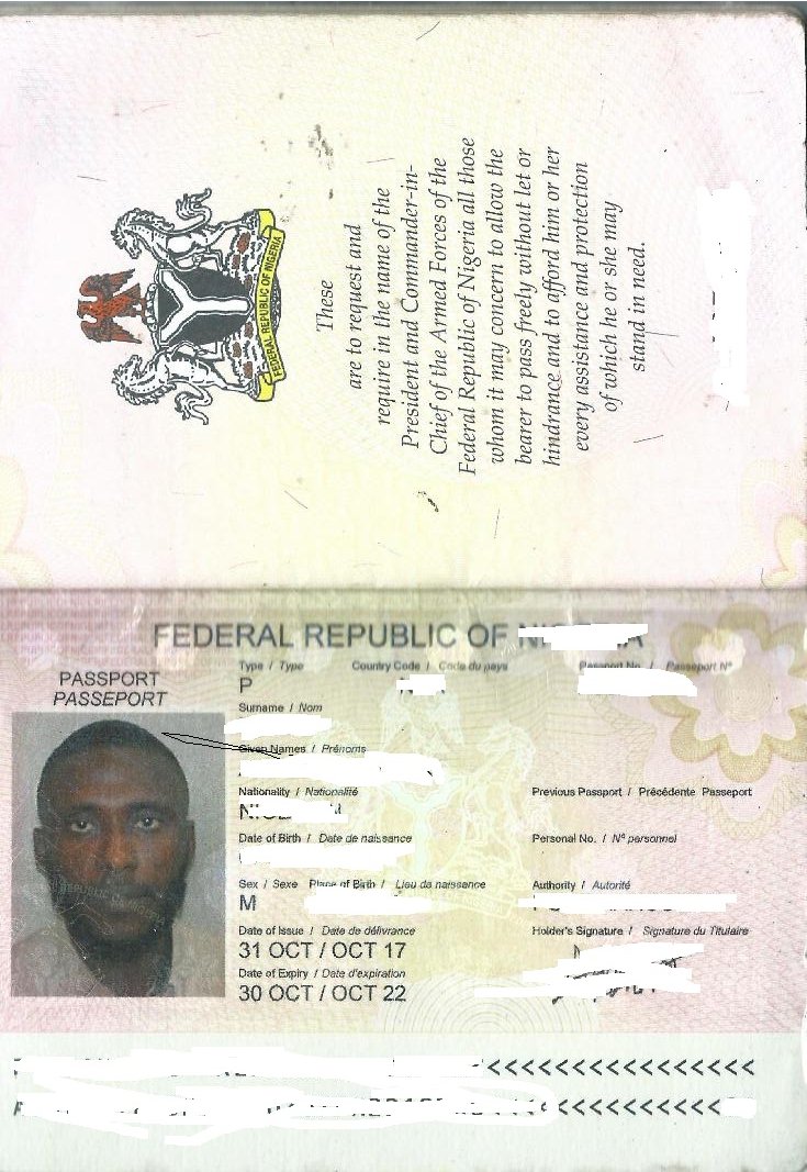 biographic passport page