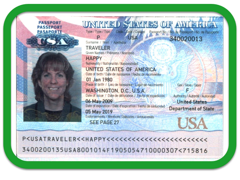 biographical data page of passport