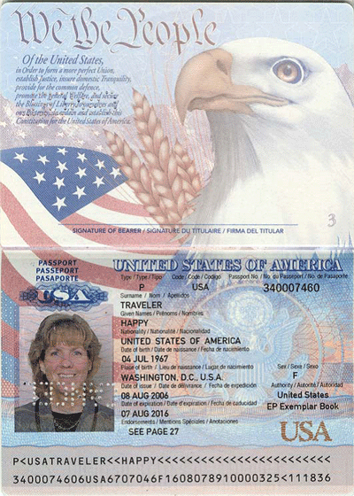 biographical data page of passport