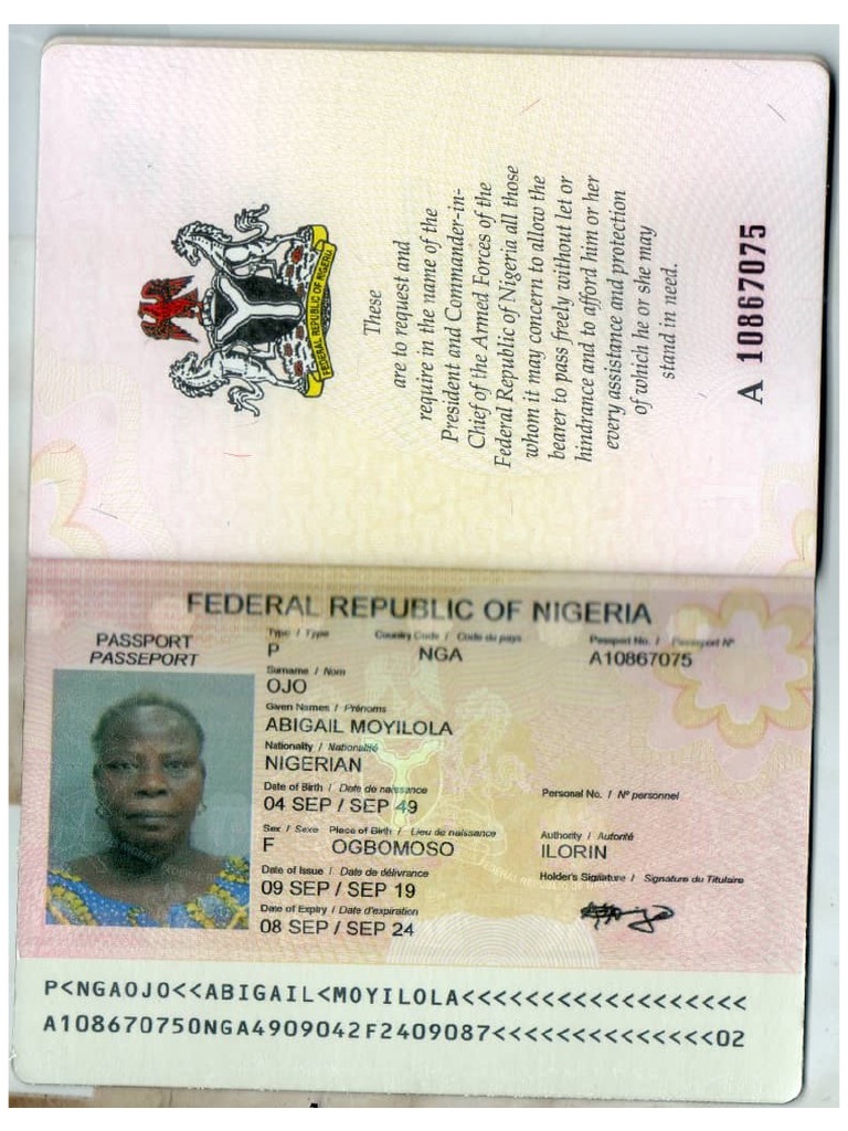 biography page of passport