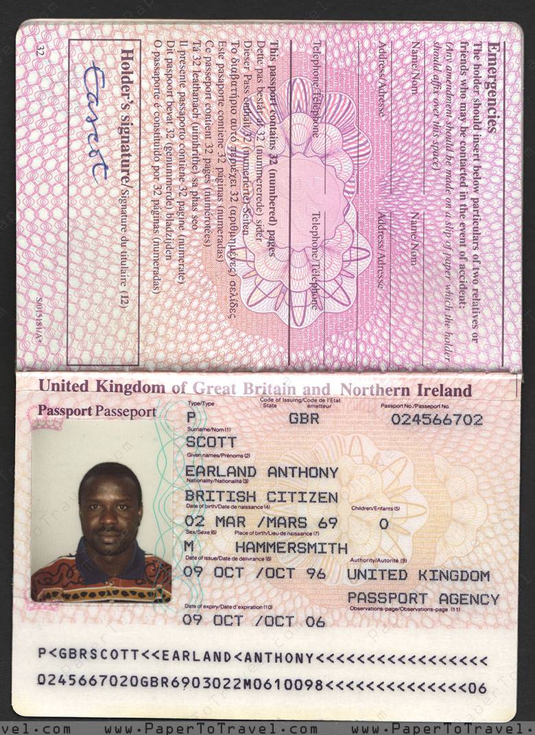 biography page of passport