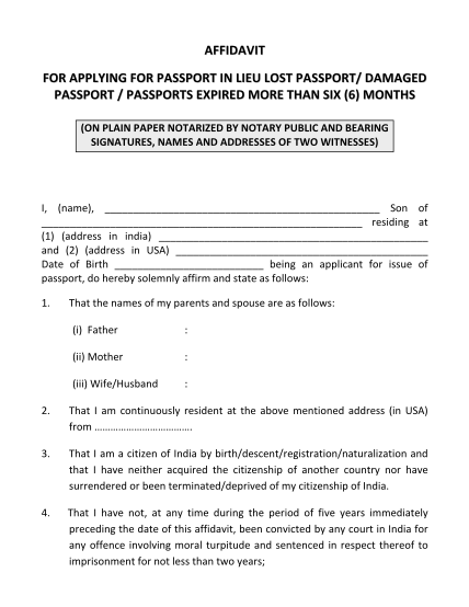 birth affidavit for passport