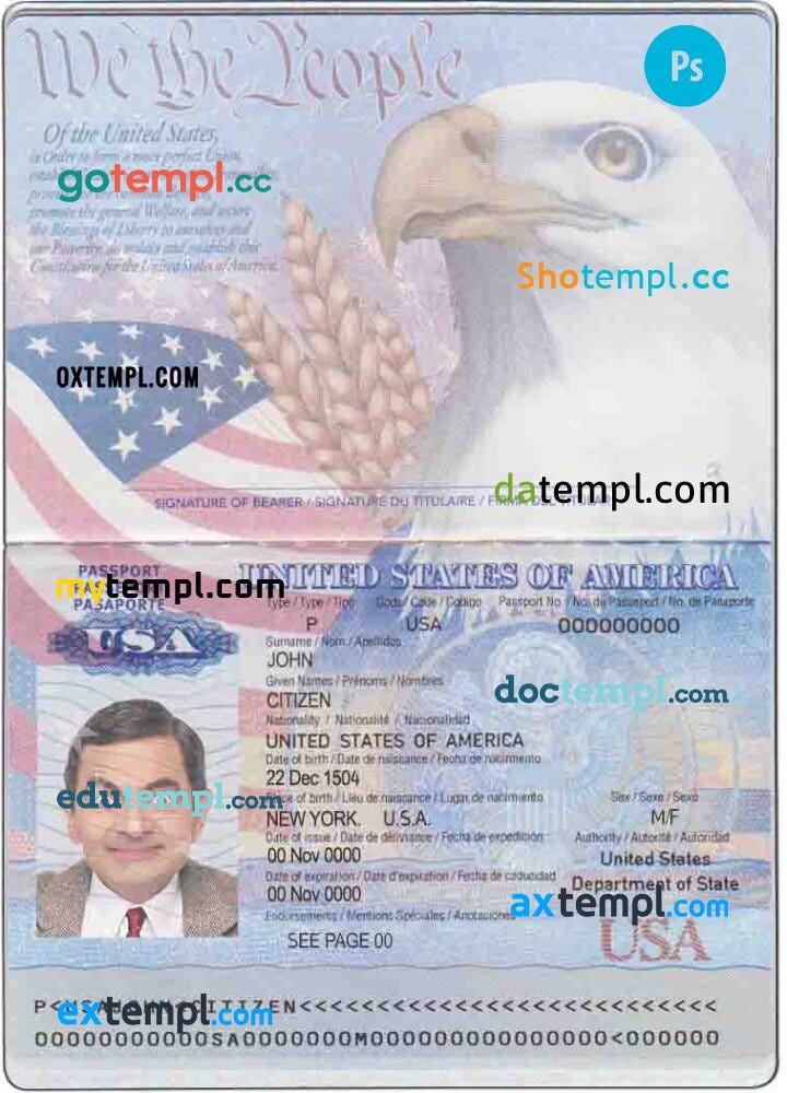 blank us passport card