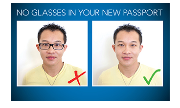 can i wear glasses in passport photo