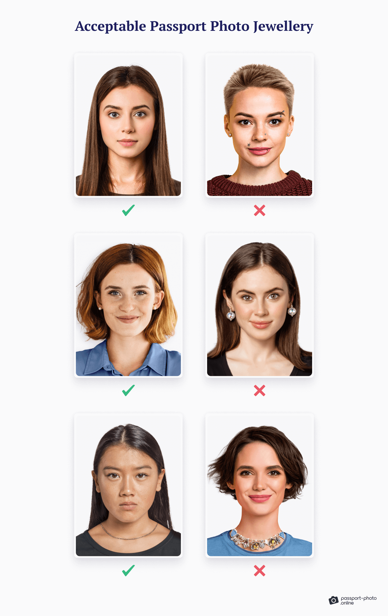 can you wear earrings in passport photo