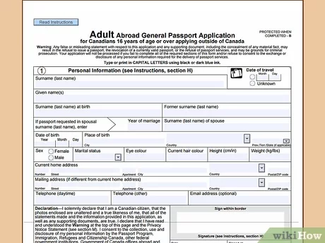 canada passport application