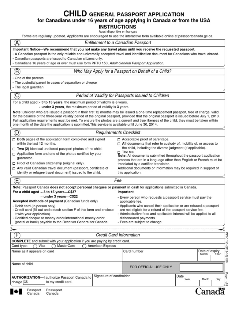 canadian passport application child