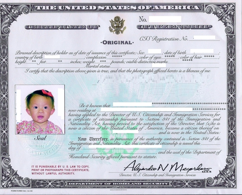 certificate of naturalization passport