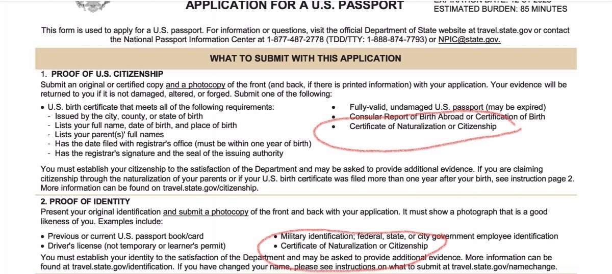 certificate of naturalization passport