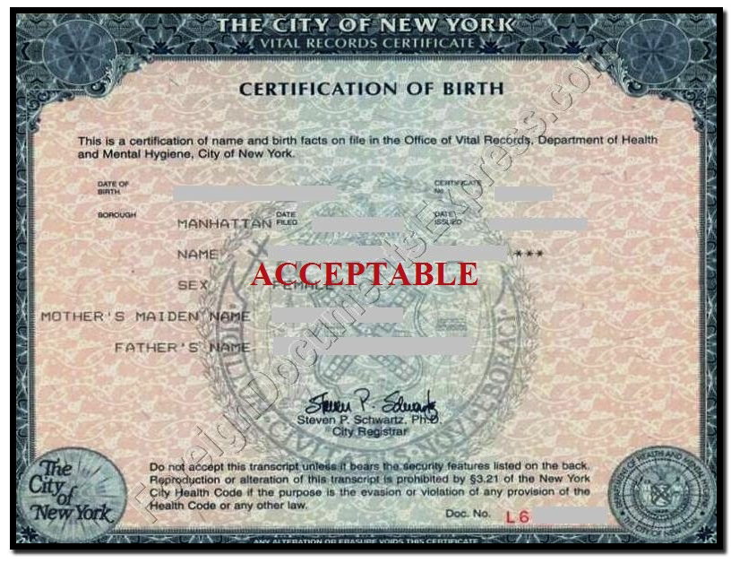 certified copy of birth certificate for passport