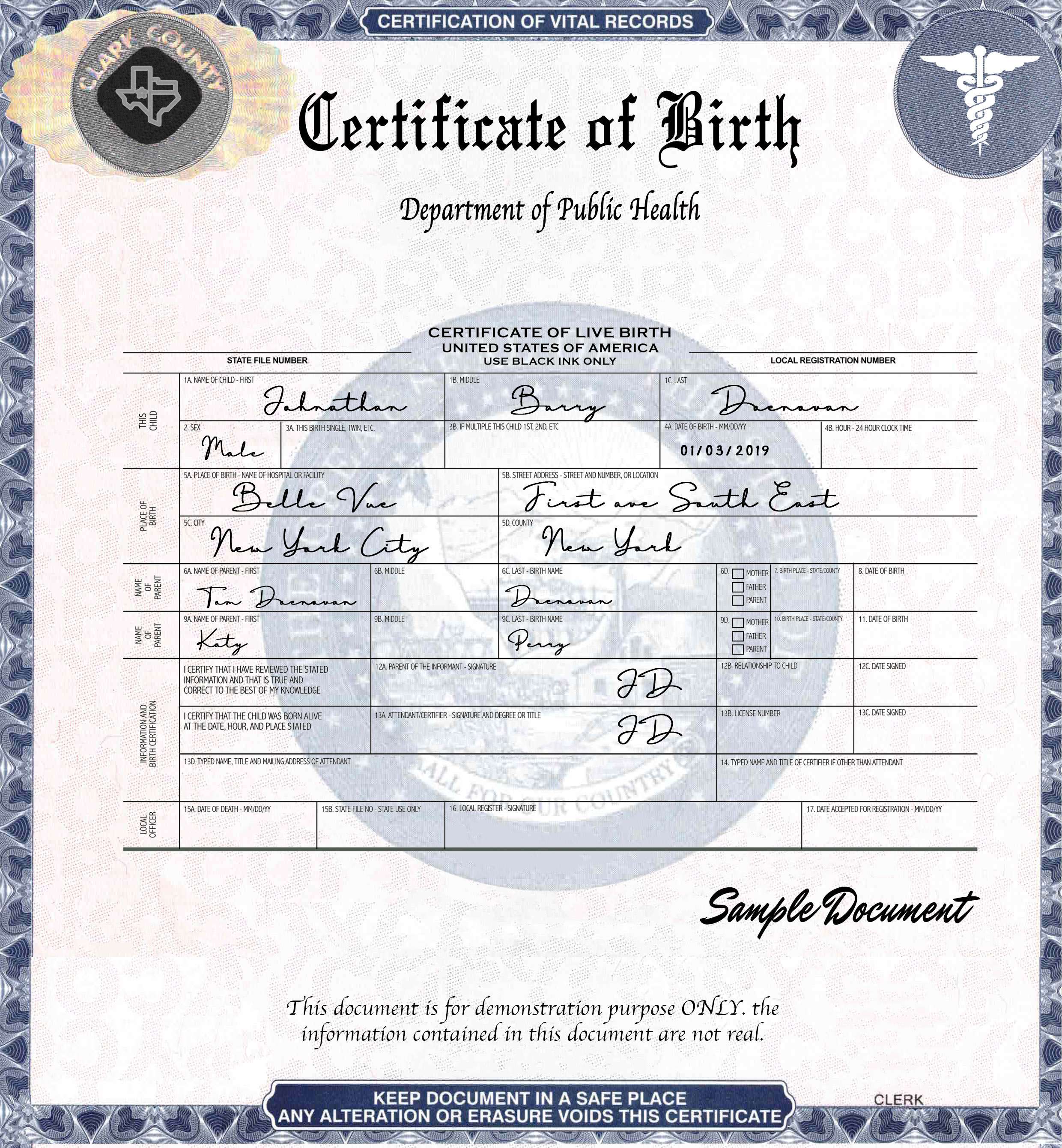 certified copy of birth certificate for passport