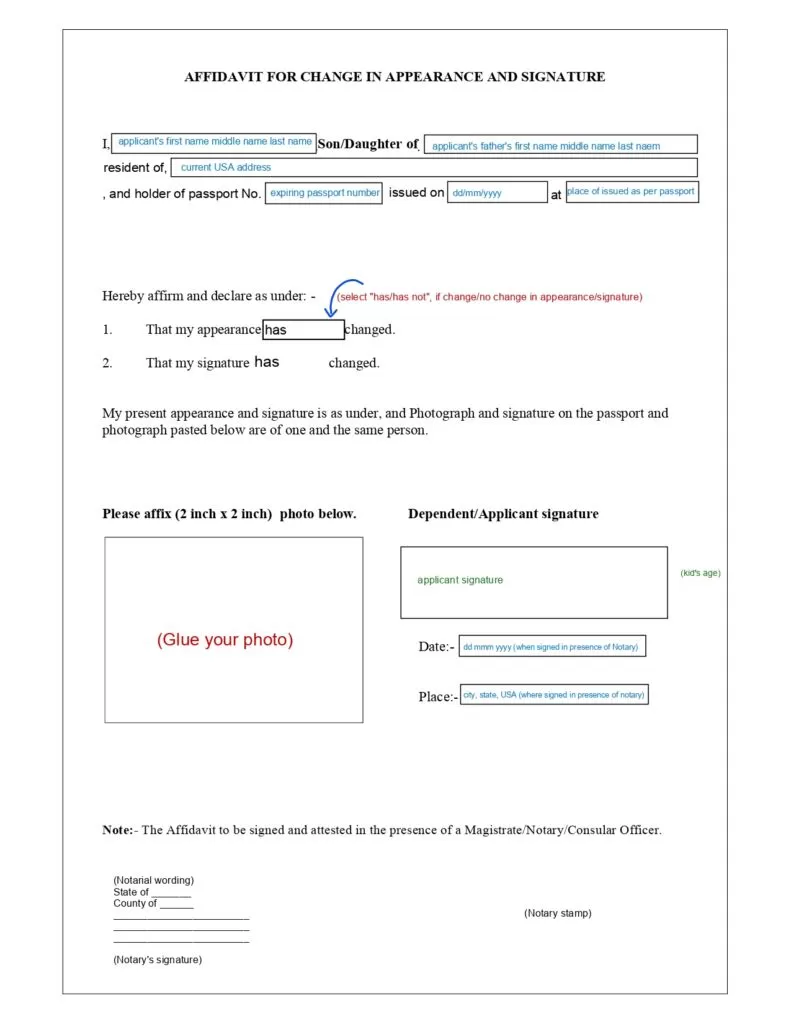 change address on indian passport