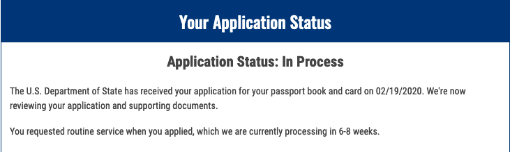 check on passport application status