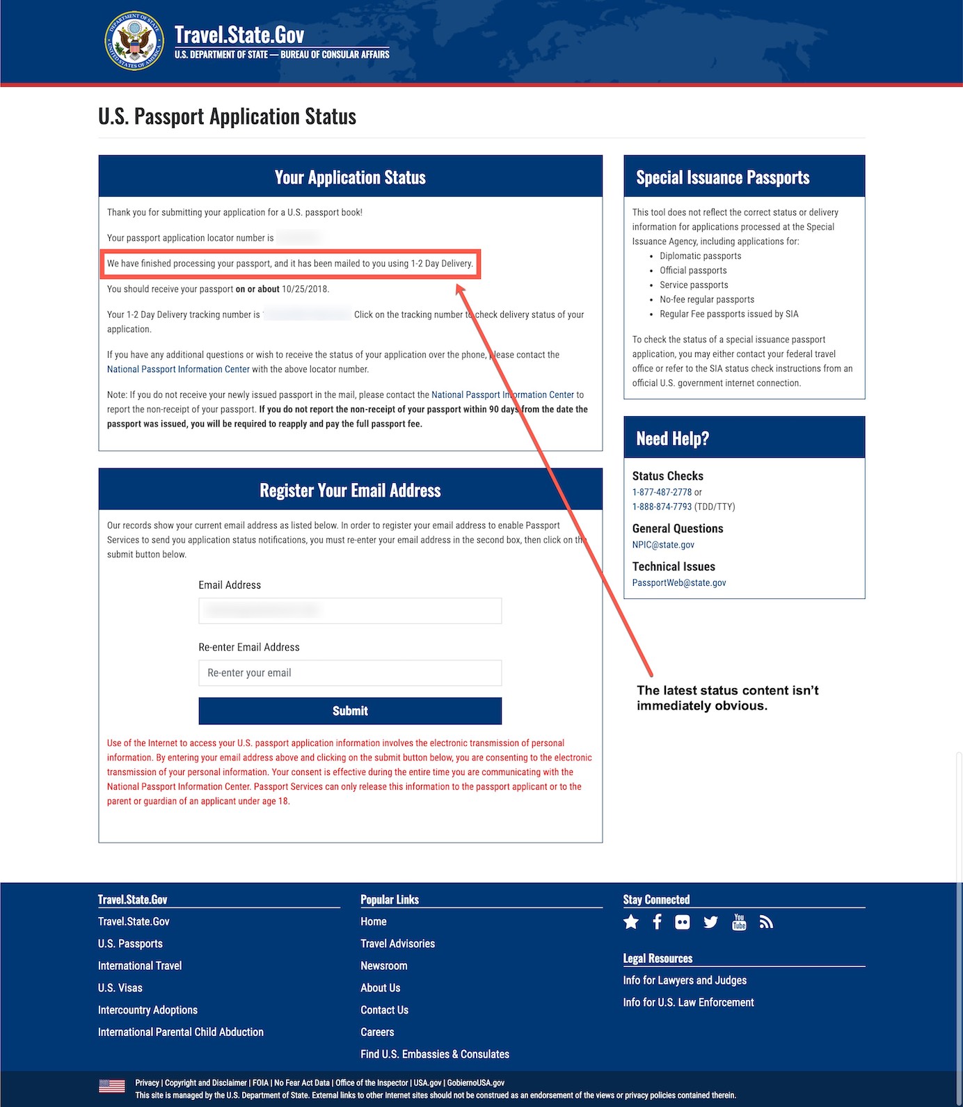 check passport application status