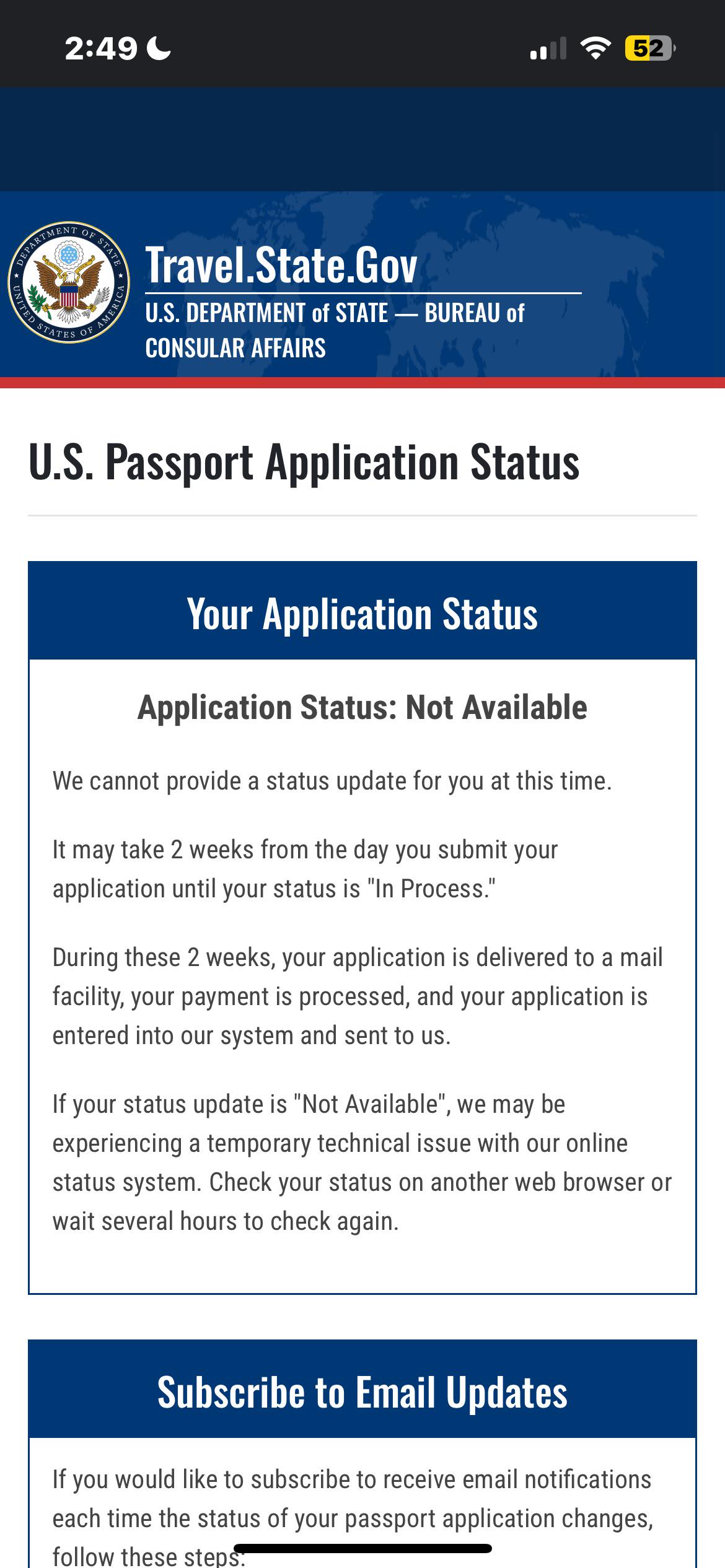 check passport application