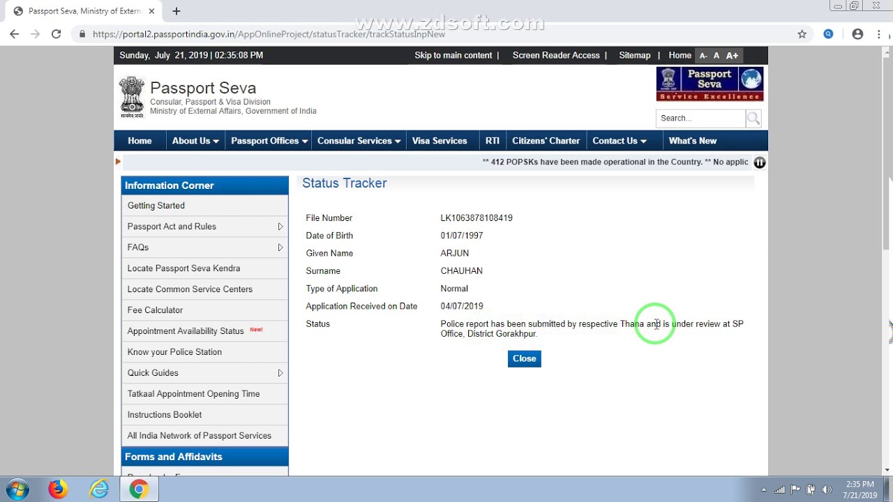 check passport status india