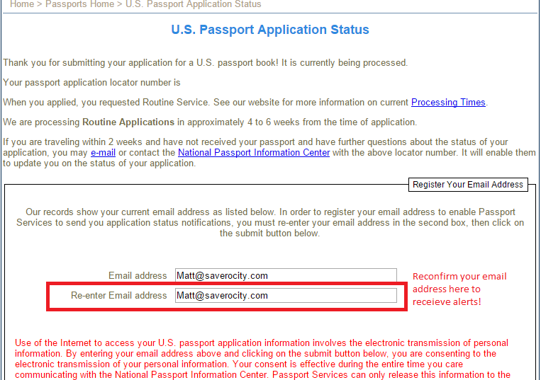 check u.s. passport status