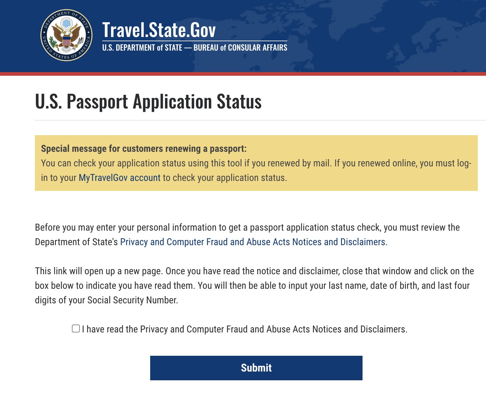 check us passport renewal status