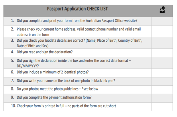 checklist for passport