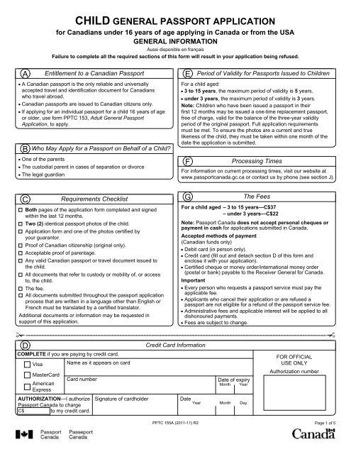 childs passport application