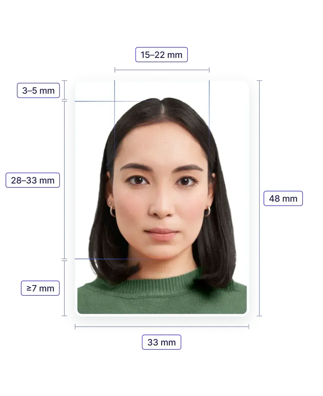 chinese passport size photo dimensions